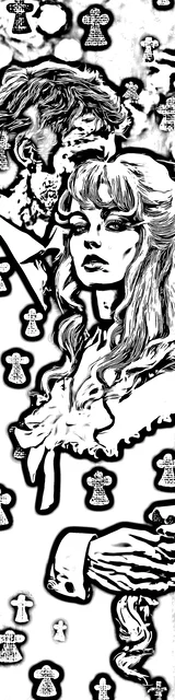 Free colorable bookmarks of a dark romance couple in a close embrace